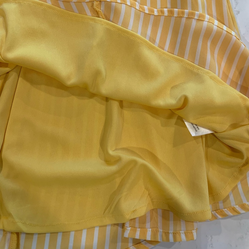 Lulu’s Jayla Yellow Striped Tie-Back Skater Dress, Size M - Picture 8 of 10